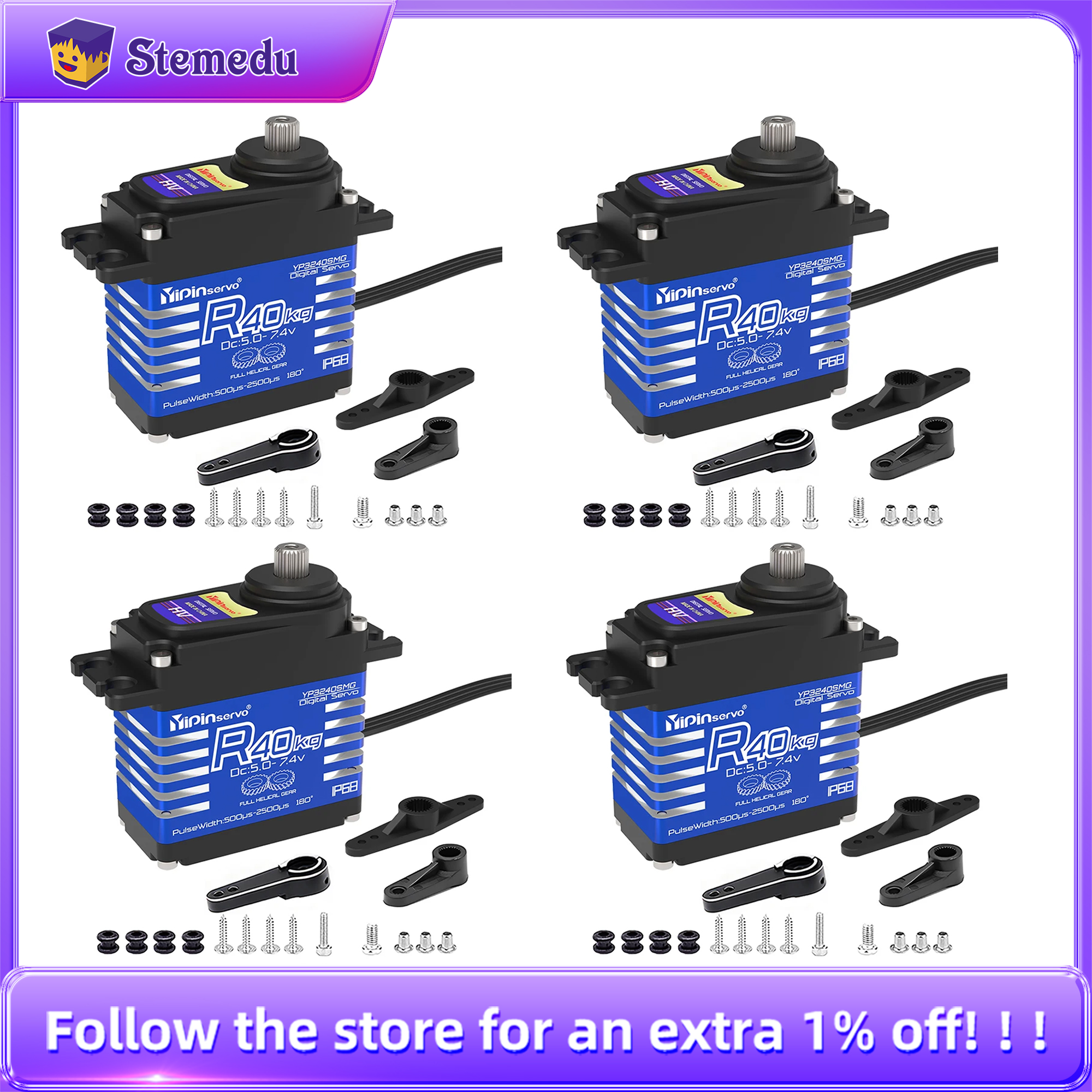 Rc Car Servo - 4PCS YiPinservo 40kg Metal Gear 7.4V