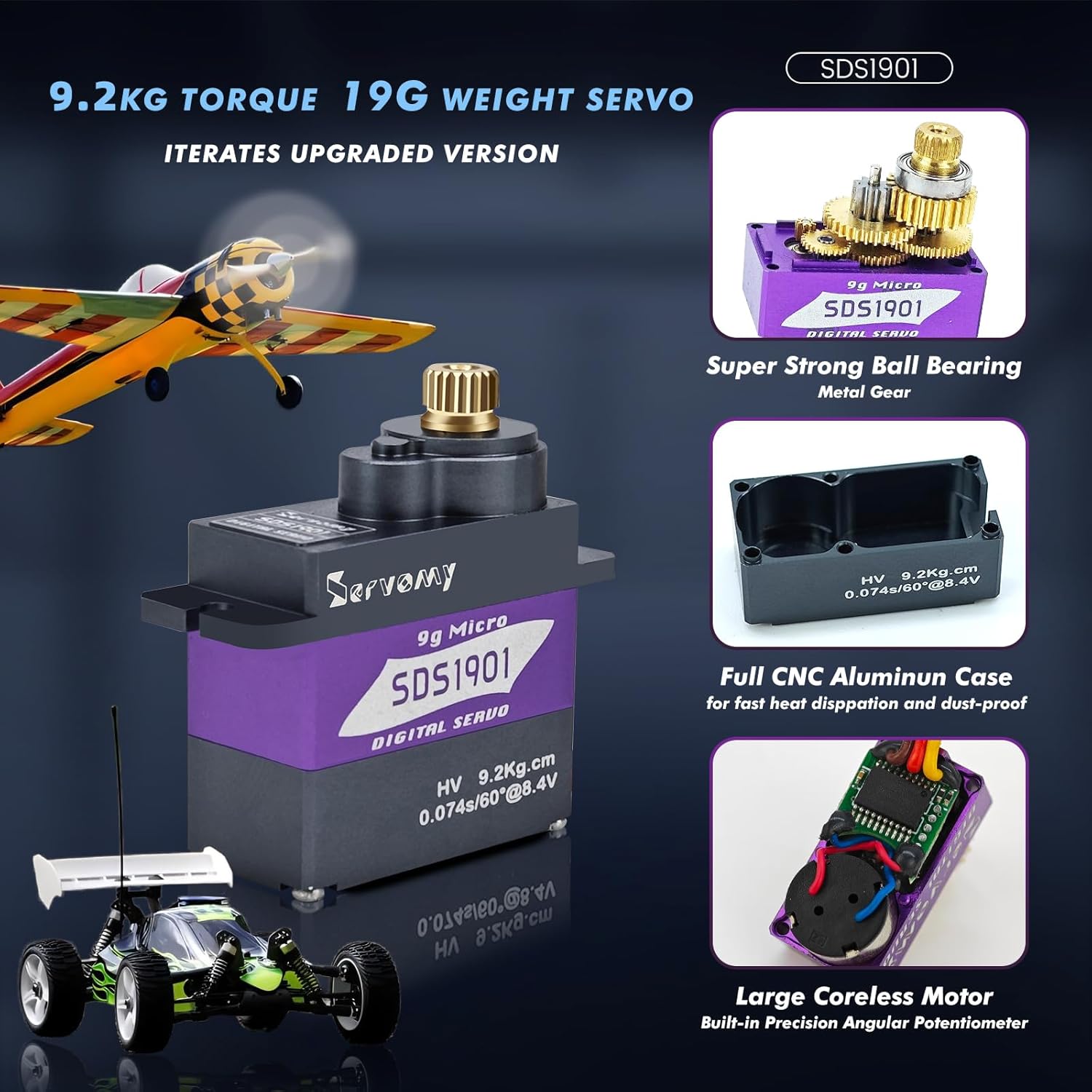 SERVOMY-SDS1901 Digital 9G Mic - Drone And Car บทวิจารณ์และราคา
