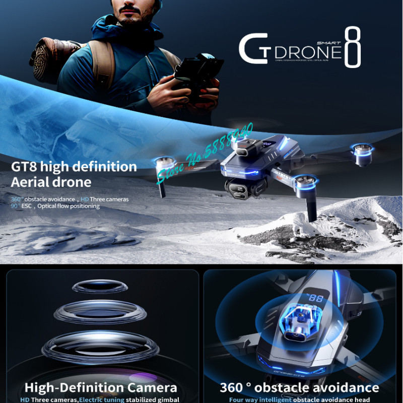 Brushless 8K ESC Three Camera  - Drone Rc Fpv Manual บทวิจารณ์และราคา