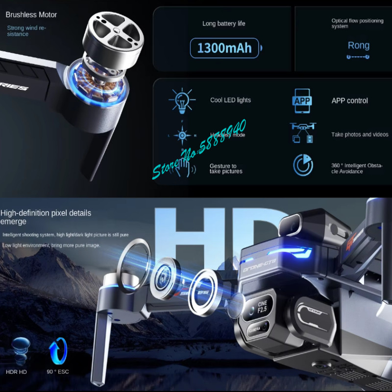 Brushless 8K ESC Three Camera  - Drone Rc Fpv Manual บทวิจารณ์และราคา