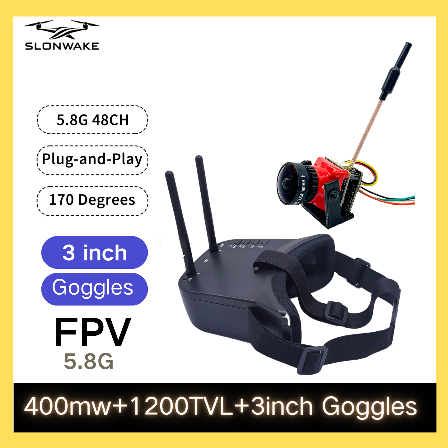SLONWAKE 5.8G 48CH FPV 400mw V - Drone And Car บทวิจารณ์และราคา
