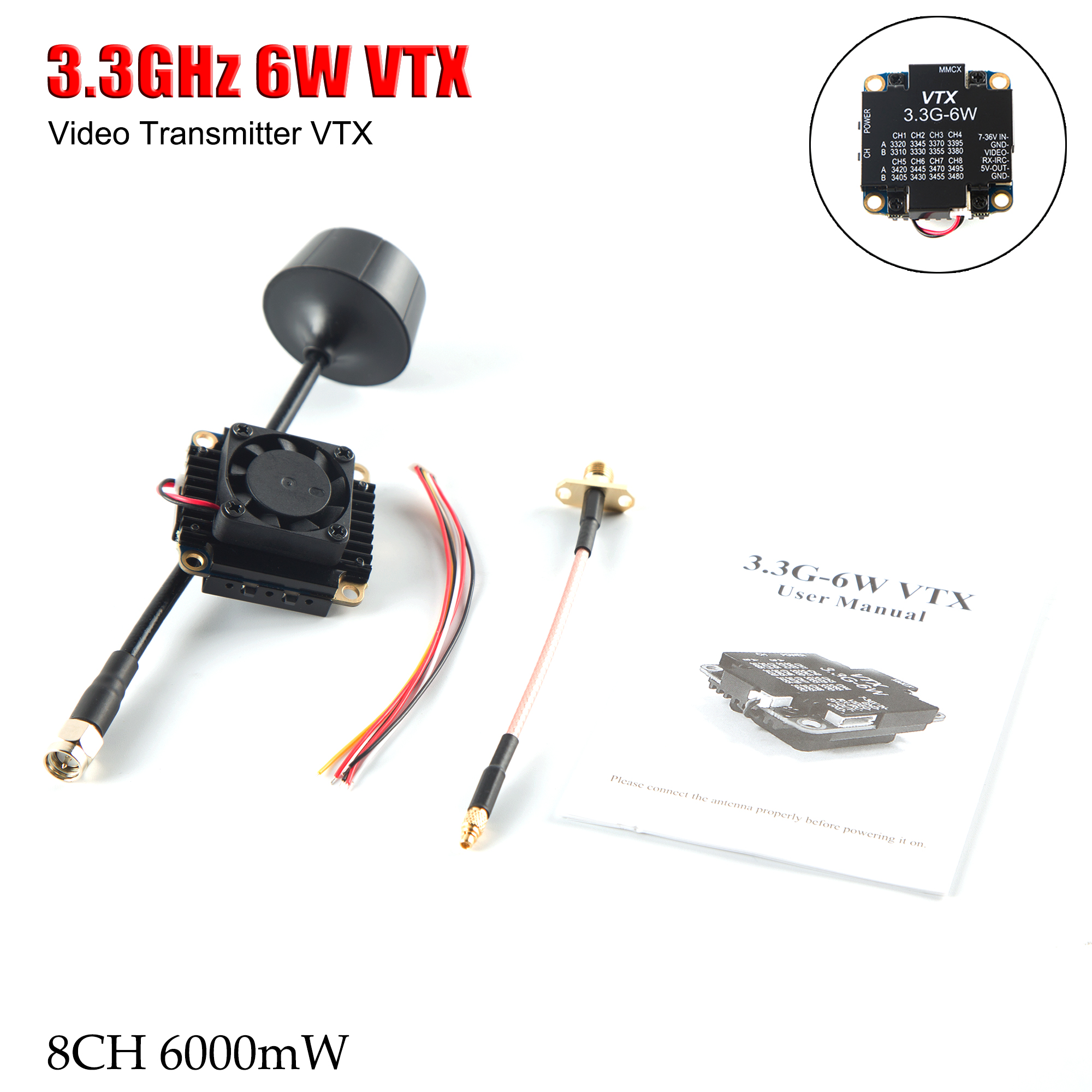 FPV Video Transmitter 3.3G 6W  - Drone Rc Fpv บทวิจารณ์และราคา