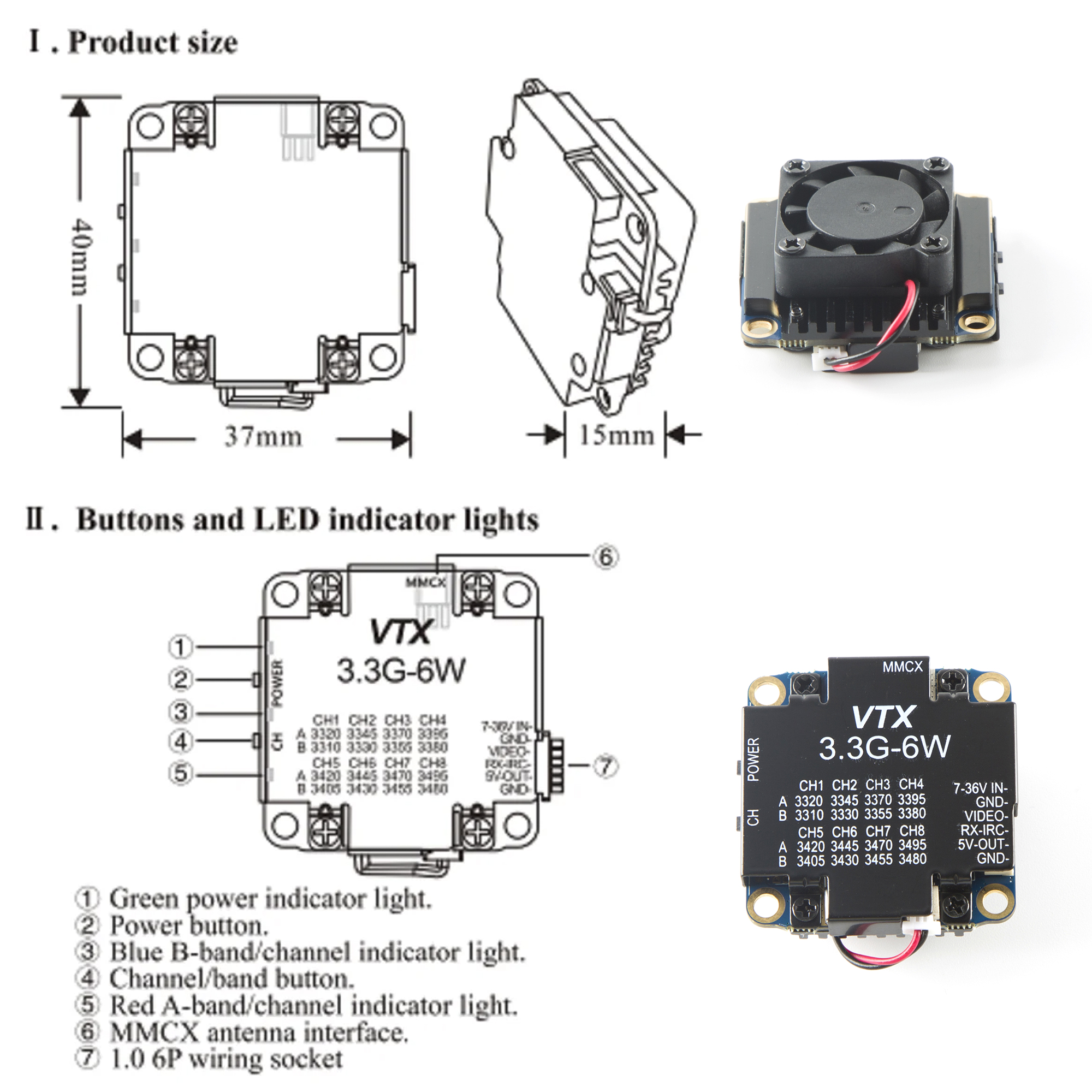 FPV Video Transmitter 3.3G 6W  - Drone Rc Fpv บทวิจารณ์และราคา
